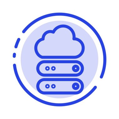 Büyük, Bulut, Veri, Depolama Mavi Noktalı Çizgi Simgesi