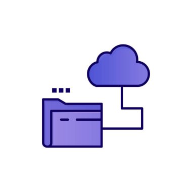 Bulut, klasör, depolama, dosya düz renk simgesi. Vektör simgesi banne