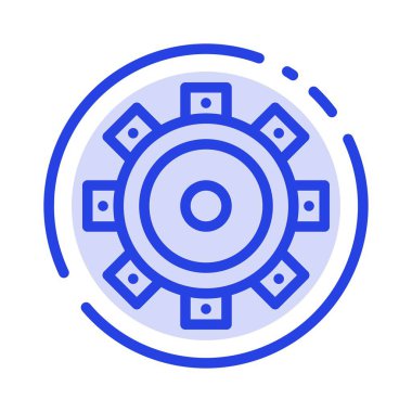 İnşaat, bina, mavi noktalı çizgi çizgisi simgesi ayarlama