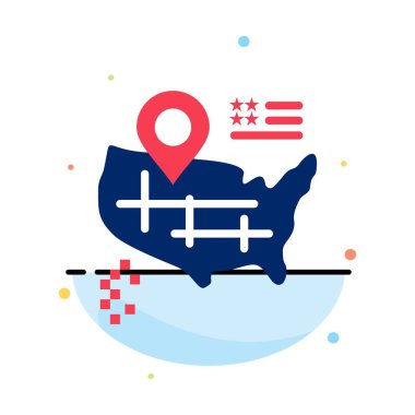 Konum, Harita, Amerikan Soyut Düz Renk Simgesi Şablonu