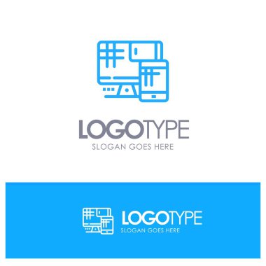 Bilgisayar, Monitör, Hücre, Eğitim Mavi Logo Hattı Tarzı