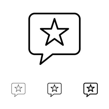Sohbet, Sık kullanılan, Mesaj, Star Bold ve ince siyah çizgi simgesi seti