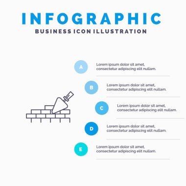 Brickwork, Mason, Building, Travel Line icon with 5 steps presen vector