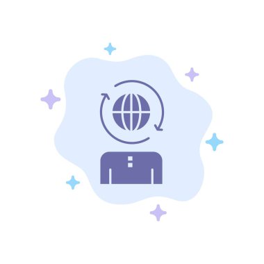 İş, Global, yönetim, soyut bulutta modern mavi simge