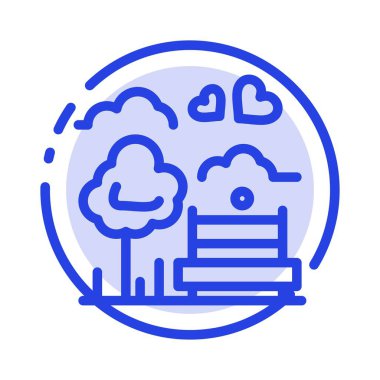 Park, Ağaç, Bench, Love, Açık Mavi Noktalı Çizgi Simgesi