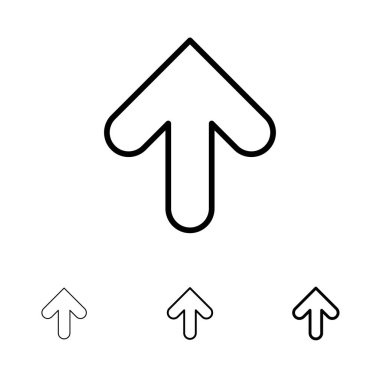 Ok, Ok, Yukarı, Kalın yükle ve ince siyah çizgi simgesi seti