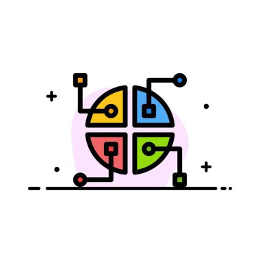 İnşaat, Ağ, Harita İş Düz Hat Dolu Simge Vecto