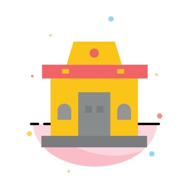 Bina, Ofis, Bilet, Kentsel Soyut Düz Renk Simge Templat