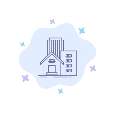 Bina, Emlak, Emlak, Daire, Ofis Mavi Simge Soyut 