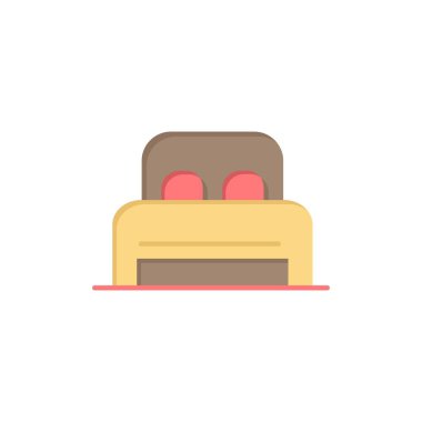 Yatak, uyku, oda, otel düz renk simgesi. Vektör simgesi afiş Tem