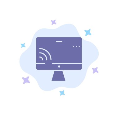 Ekran, Monitör, Ekran, Soyut Bulut Backgr Wifi Mavi Simge