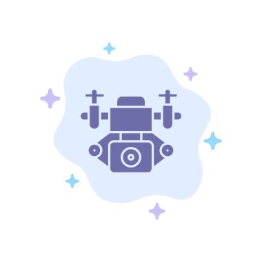 Aksiyon, kamera, teknoloji soyut bulut backgroun üzerinde mavi simge