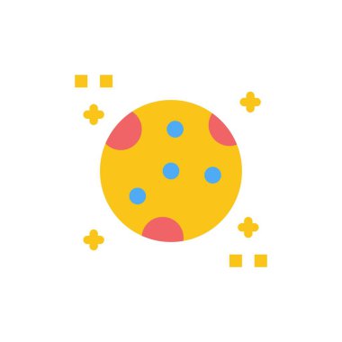 Astronomi, Ay, Uzay Düz Renk Simgesi. Vektör simgesi afiş Temp