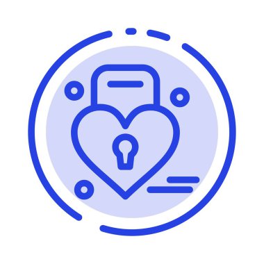 Kilit, Aşk, Kalp, Düğün Mavi Noktalı Çizgi Simgesi