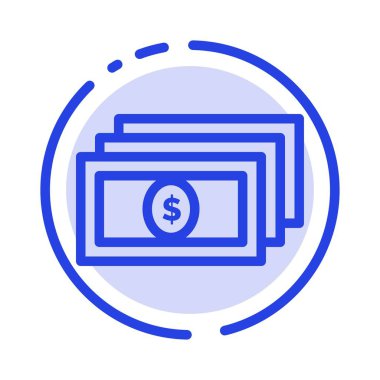 Dolar, Para, Nakit Mavi Noktalı Çizgi Simgesi