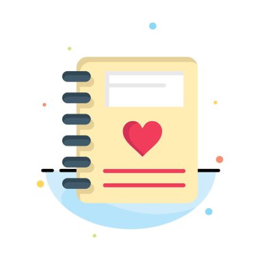 Notebook, Aşk, Kalp, Düğün Soyut Düz Renk Simgesi Şablonu