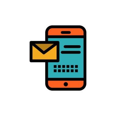 Mobil, Mesaj, Sms, Sohbet, Sms Düz Renk Simgesi Alma. Vektör