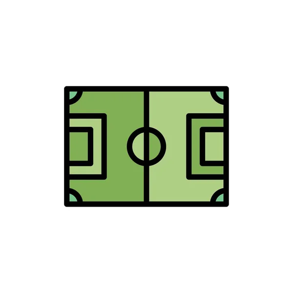 Terrain, Football, Jeu, Emplacement, Soccer Flat Color Icon. Vecteur ic — Image vectorielle