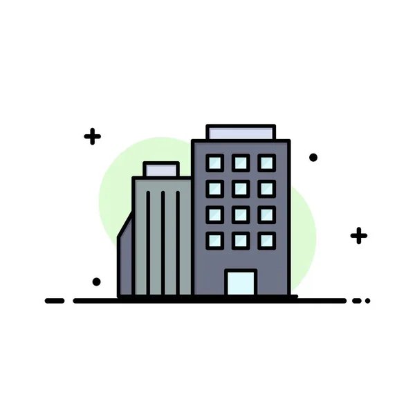 Hotel, wrzenie, dom, City Business płaska ikona wypełnione line Vecto — Wektor stockowy