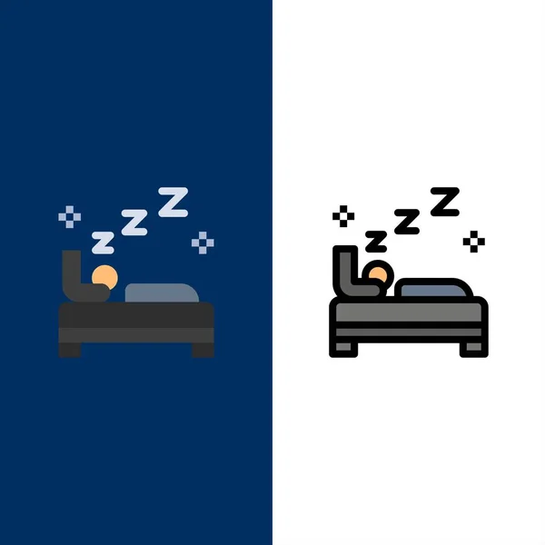 Cama, Dormitorio, Limpio, Iconos de limpieza. Icono Lleno Plano y Línea — Vector de stock