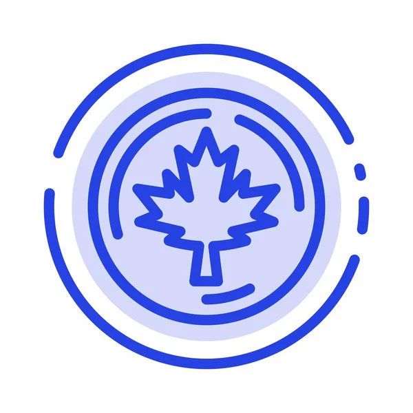 Otoño, Canadá, Hoja, Arce Blue Dotted Line Icono — Archivo Imágenes Vectoriales