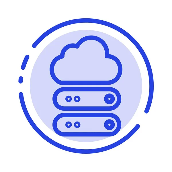 Icono grande, nube, datos, línea de puntos azules de almacenamiento — Archivo Imágenes Vectoriales