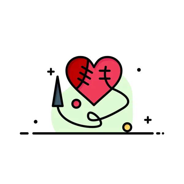 Sewing Heart, Broken Heart, Heart,  Business Logo Template. Flat — Stock Vector