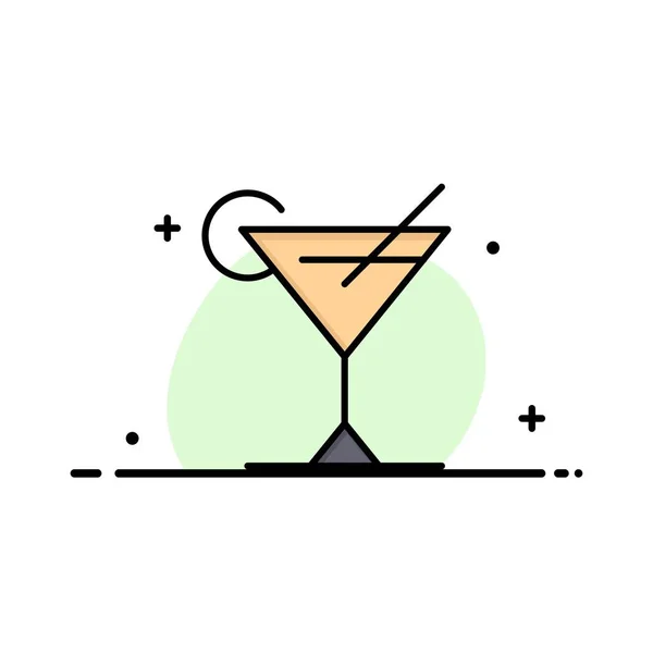 Cocktail, Suco, Lemon Business Logo Template. Cor plana — Vetor de Stock