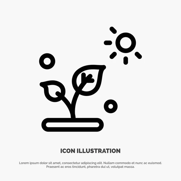 Biology, Plant, Science, Sun Line Icon Vector — ストックベクタ