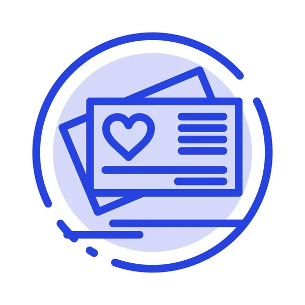 Card, Love, Heart, Wedding Blue Dotted Line Icon — стоковый вектор