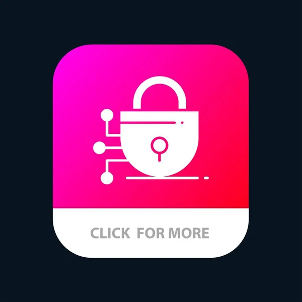 Bouton d'application mobile numérique, verrouillage, technologie. Android et IOS Gly — Image vectorielle