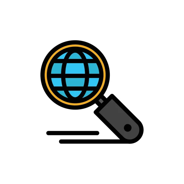 Globus, Internet, Suche, seo flache Farbe Symbol. Banner mit Vektorsymbolen — Stockvektor