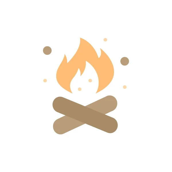 Tábor, kempování, požár, teplá, příroda Flat Color ikona. Vektorová ikona b — Stockový vektor
