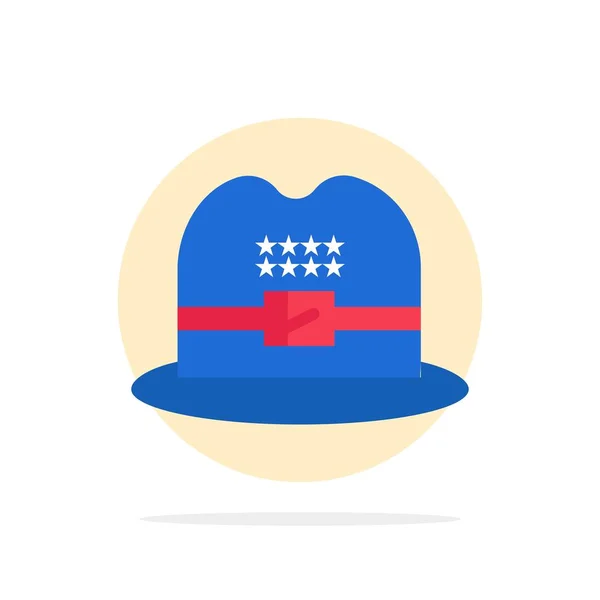 Hat, Cap, American Abstract Circle Background flat color Icon — 图库矢量图片