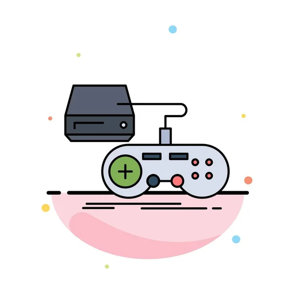 Console, jeu, jeu, playstation, jouer Flat Color Icon vecteur — Image vectorielle