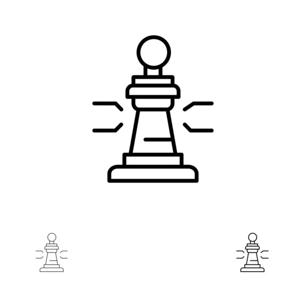 Échecs, Jeu, Joueur, Roi, Poker Bold and thin black line icon s — Image vectorielle