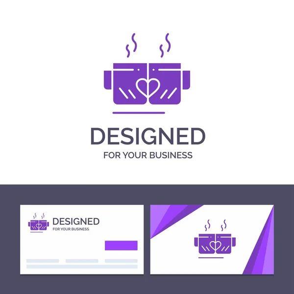 Creative Business Card and Logo template Tea, Cup, Love, Heart, — Stock Vector