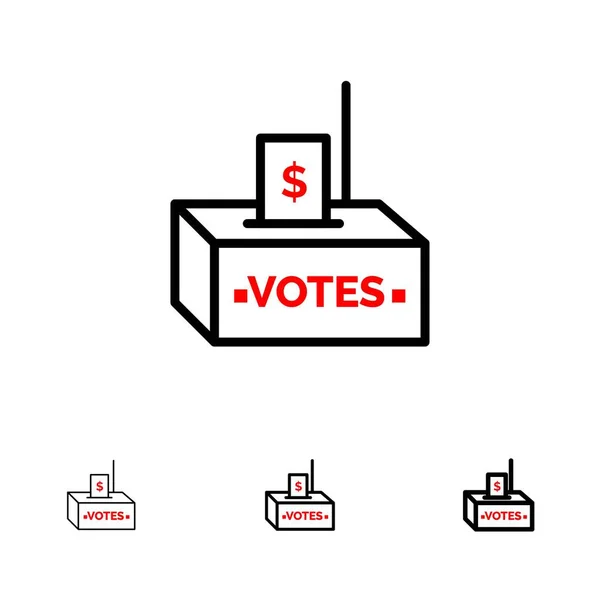 Suborno, Corrupção, Eleição, Influência, Dinheiro Negrito e blac fino — Vetor de Stock