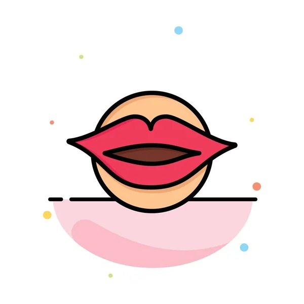 Lips, Mouth, Valentine 's, Face, Beauty Abstract Flat Color Icon — стоковый вектор