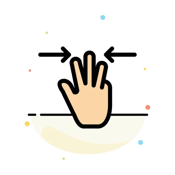 Gestes, main, mobile, trois doigts abstrait couleur plate icône T — Image vectorielle