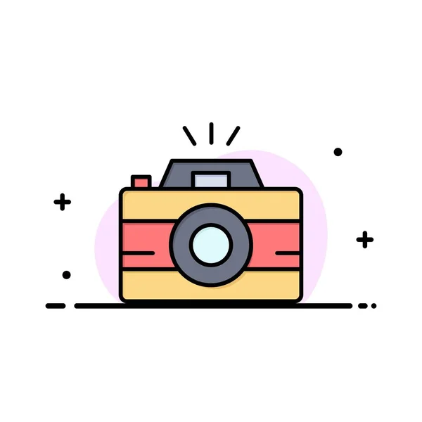 カメラ、画像、写真、写真ビジネスフラットライン充填アイコン — ストックベクタ