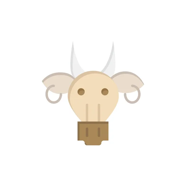 Adornment, Animals, Bull, Indian, Skull  Flat Color Icon. Vector — Stock Vector