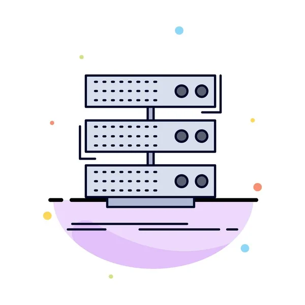 Server, storage, rack, database, dati Flat Color Icon Vector — Vettoriale Stock