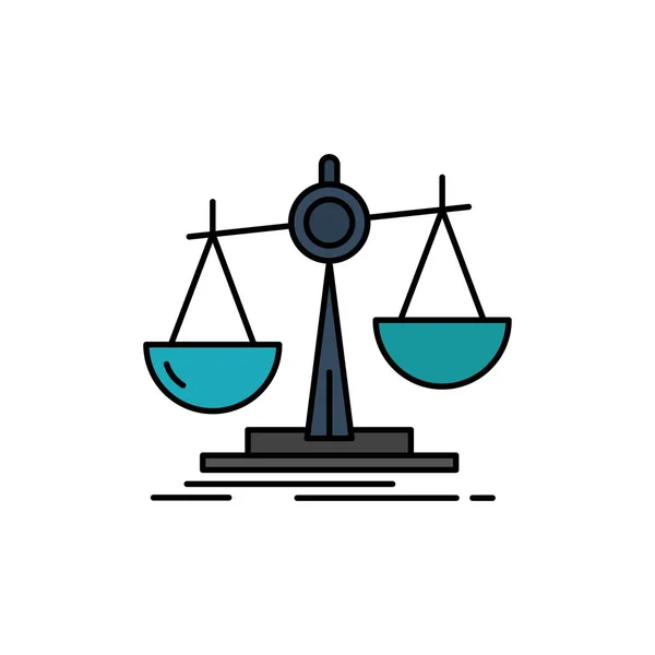 Gleichgewicht, Gesetz, Verlust, Gewinn, flache Farbsymbole. Banner mit Vektorsymbolen — Stockvektor