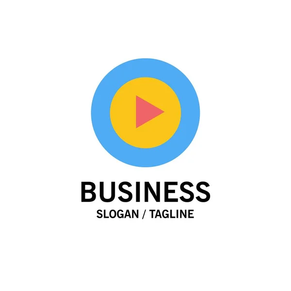 Studio Play Video Mp4 Business Logo Template Flat Color — Stock Vector