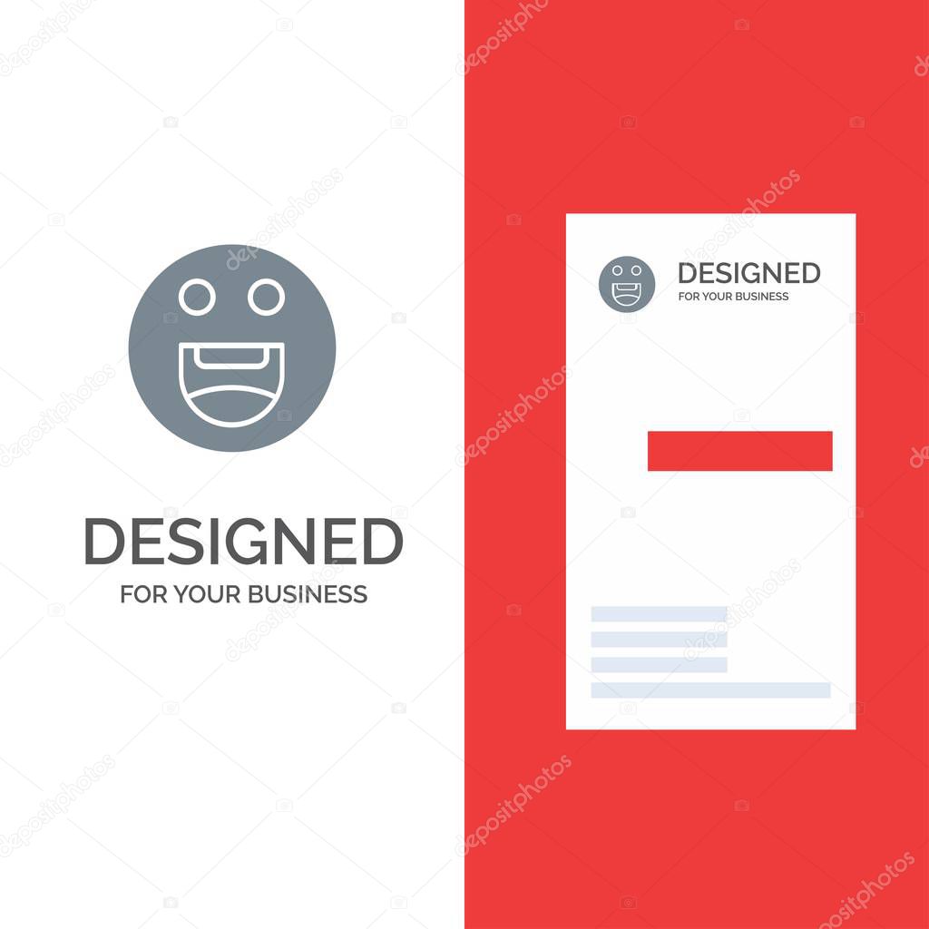 Emojis, Happy, Motivation Grey Logo Design and Business Card Tem