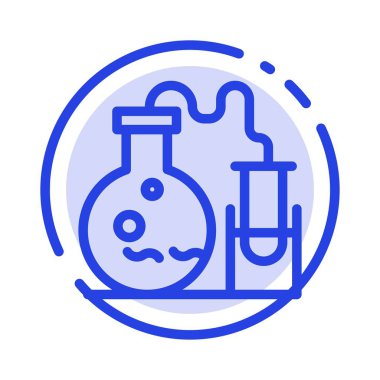 Tüp, Flask, Lab, Bilim Mavi Noktalı Çizgi Hattı Simgesi