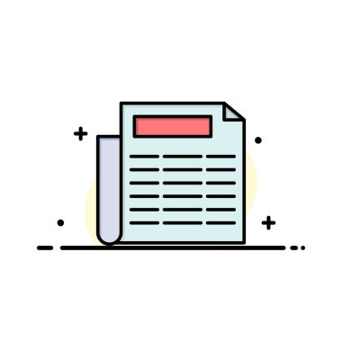 Haber, Kağıt, Belge İş Düz Hat Dolu Simge Vektör Yasağı