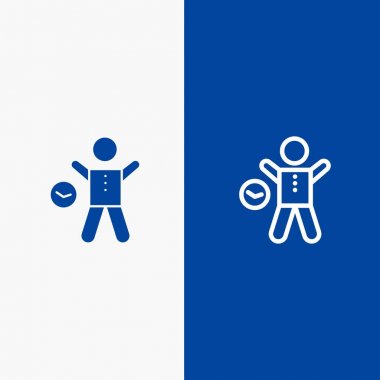 Egzersiz, Spor Salonu, Zaman, Sağlık, Man Line ve Glyph Solid simgesi Mavi 