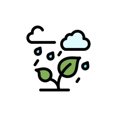 Yeşil, Ağaçlar, Bulut, Yaprak Düz Renk Simgesi. Vektör simgesi afiş T